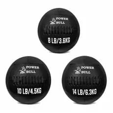 Kit 3 unidades Wall Ball Power Bull 3,6kg 4,5kg 6,3kg Couro Eco Medicine Ball Funcional Cross Training