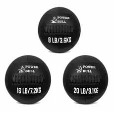 Kit 3 unidades Wall Ball Power Bull 3,6kg 7,2kg 9,1kg Couro Eco Medicine Ball Funcional PILATES FISIOTERAPIA CROSS