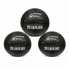 Kit 3 unidades Wall Ball Power Bull 9,1KG Couro Eco Medicine Ball Funcional Training PILATES FISIOTERAPIA CROSS