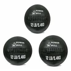 Kit 3 unidades Wall Ball Premium 5,4kg Bola Medicinal Crossfit Funcional Pilates POWER BULL
