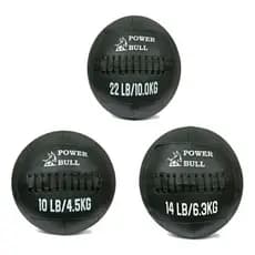 Kit 3 unidades Wall Ball Couro Eco Medicine Funcional 6,3 9,1 e 12,7kg - Power Bull