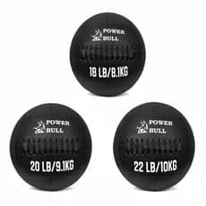 Kit 3 unidades Wall Ball Power Bull 8,1kg 9,1kg 10kg Couro Eco Medicine Ball Funcional Cross Training