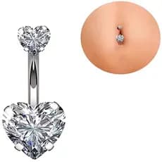 Piercing Umbigo Zircônia Aço Cirúrgico Inox Estrela Coração