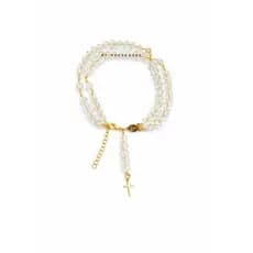 Pulseira Terço de Pulso Folheado a Ouro18k Religioso Cristal Pulseira Terço Pingente
