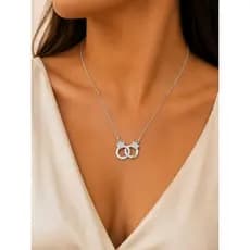 Colar Feminino Algemas Corrente Veneziana Prata Ouro Folheado Presente Namorados