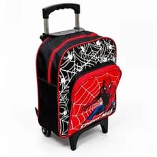 Mochila Escolar Creche Infantil de Rodinhas Homem Aranha Reforçada com Bolso Frontal