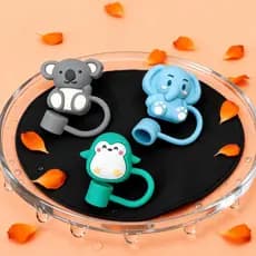 Protetor Canudo 10mm Kawaii Silicone Cute Anti Sujeira Reutilizável