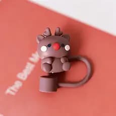 Protetor de Canudo 10mm Silicone Natal Kawaii Papai Noel Árvore