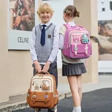 Estudantes do ensino fundamental mochila dos desenhos animados bonito Ridge proteção leve crianças bonito mochila de alt