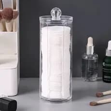 Porta Cotonetes Algodão Acrílico Disco Redondo Organizador Limpeza De Pele