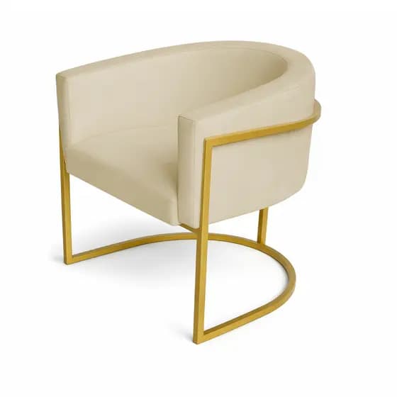 Poltrona Alicia Luna para Sala Recepção Escritório Salão - Poltrona Luna Decorativa Luxo Base de Ferro Dourado Moderno