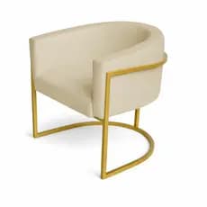Poltrona Alicia Luna para Sala Recepção Escritório Salão - Poltrona Luna Decorativa Luxo Base de Ferro Dourado Moderno