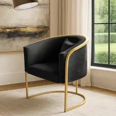 Poltrona para Sala Decorativa Lavinia Luna Base de Ferro Dourada com Almofada - Poltrona Minimalista Moderno
