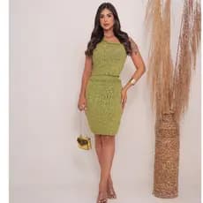 Conjunto Feminino Tricot Modal Cropped e Saia Curto Trança 3D Estilo Blogueira Qualidade Premium