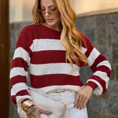 Blusa Fang Listrada Tricot Manga Longa Inverno Blusão Blusa Feminina Blusa Tricot Roupa Feminina