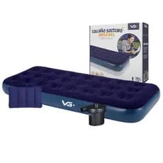 Colchão Solteiro Infável + Travesseiro + Bomba Elétrica VG Plus