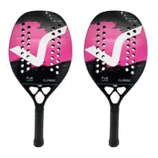 Kit com 2 Raquetes de Beach Tennis Classic Full Carbon Rosa VG Plus