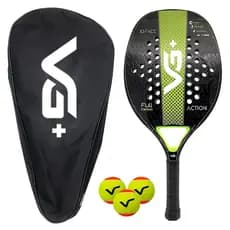 Kit Raquete de Beach Tennis Action Full Carbon Verde com 3 Bolas e Bolsa de Transporte VG Plus