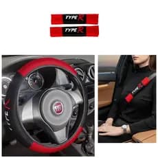 Kit Capa de Volante e Protetor de Cinto Respirável Universal Automotivo Chevrolet Fiat Ford Volks