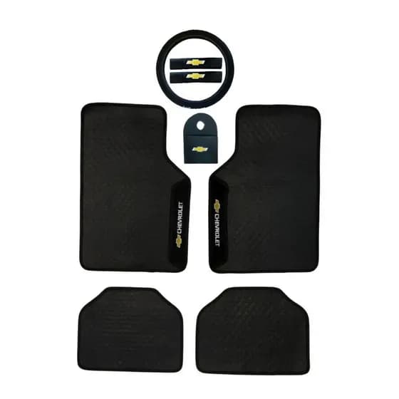 Kit Capa de Volante + 4 Tapetes Automotivo Carpete + Protetor de Cinto + Lixeirinha Personalizado