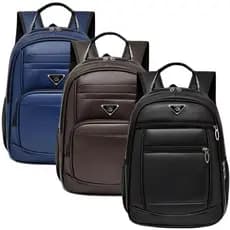Bolsa Mochila de Couro Universitária Unissex Feminina Masculina Reforçada Com Cabo de Aço C/USB