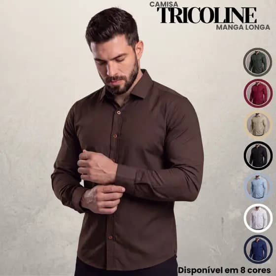 Camisa Social Masculina Manga Longa De Botão Algodão Blusa Premium Casual Lisa