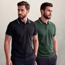 Kit 2 Camisa Polo Masculina 100% Algodão Conforto e Estilo Tecido Fio 30