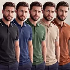 Kit 5 Camisa Gola Polo Masculina Tecido Algodão Premium Conforto Estilo