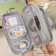 Necessaire Organizadora Portátil Premium - Bolsa para Celular, Cabos e Fios de Carregamento
