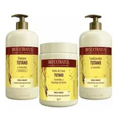 Kit Bio Extratus 1 Litro Tutano,Karité e Ceramidas-Shampoo-Condicionador e Banho de Creme-Kit Cabelos Ressecados