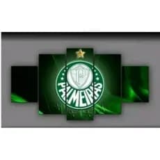 Quadro Decorativo Palmeiras 5 Peças MDF Kit Painel Futebol Sala Quarto Escritório