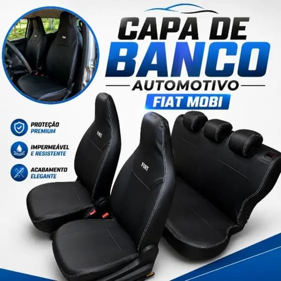 Capa Banco Automotivo Carro Fiat Mobi 2016 - 2024 Jogo Completo Couro Sob Medida Impermeável