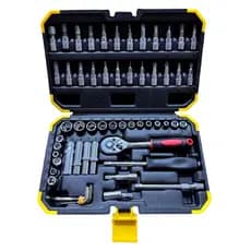Jogo de Soquete Kit 57 Peças 1/4 Catraca Ferramentas e Maleta Reversível Aço CRV