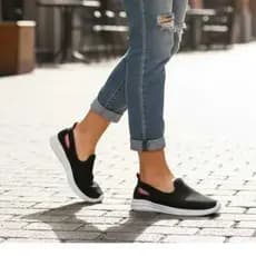 tênis feminino calce fácil leve confortável sem cadarço slip on super leve