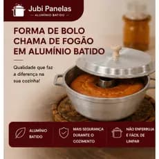 Panela Rústica de Alumínio Batido Forma Multiuso Pudim, Bolo, Pães, Carnes no Fogão ou Lenha