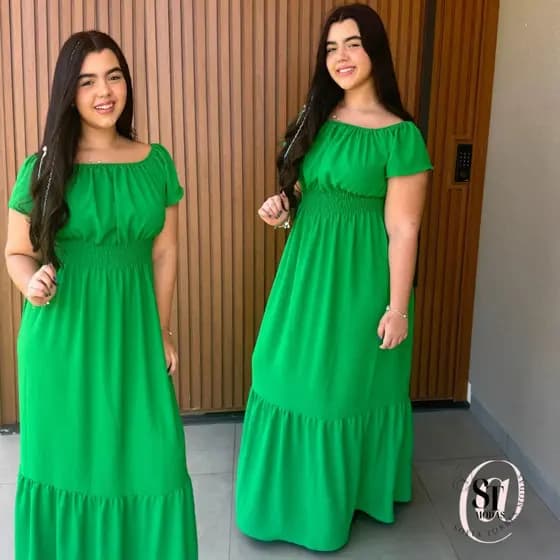 Vestido Longo Plus Size Ciganinha Ombro a Ombro com Lastex Tecido Duna