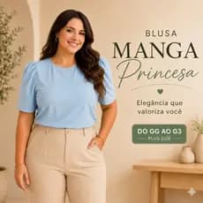 Blusa Feminina Plus Size Manga Curta Crepe Duna Social Elegante Trabalho GG G1 G2 G3 Moda Evangélica
