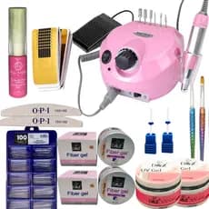 Kit Manicure de Unhas Lixadeira de Unha Motor porquinho + kit completo Para Gel Polygel UV led