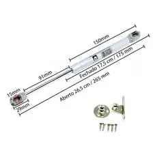 Kit 2 Pistão para Porta de Armário e Moveis Abre para Cima com Amortecedor Gás 80n