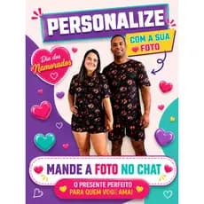 Pijama Casal Personalizado | Presente Romântico com Nome ou Foto | Conjunto Igual  calção camisa