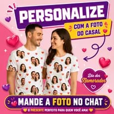 Pijama de Casal Personalizado com Foto ou Nome | Matching Love | Presente Perfeito CALÇÃO CAMISA