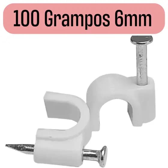 Grampo Miguelão Fixa Fio Cabo 6mm com Prego de Aço - 100 Unidades