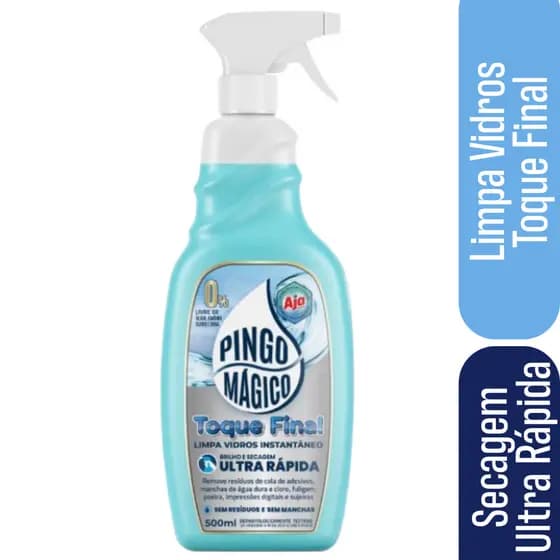 Limpa Vidros Pingo Mágico Toque Final Secagem Ultra Rápida 500 ml