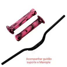 Guidão Voador de Bicicleta Aluminio + Suporte Mesa + Par Punho Manopla Gios Rosa c/Preto