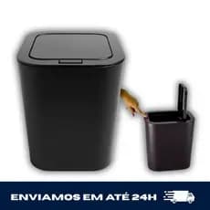 Lixeira 15L Tampa Click Preta – Sistema de Pressão, Sem Refil, Prática e Sofisticada
