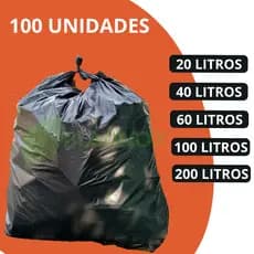 Saco de lixo 100 Litros/200 Litros/ 60 Litros/ 40 Litros / 20 Litros pacote com 100 unidades