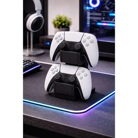 Suporte Duplo Para Controles Ps5 Ps4 Design Gamer Suporte PretoSuporte Duplo Para Controles Ps5 Ps4 Design Gamer Suporte