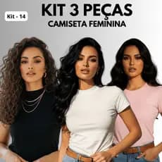Kit 3 T-Shirt Algodão 30.1 Comfort Confortavel Estilosa Baby Look Casual Básica Urbana