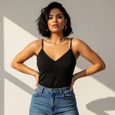 Blusa Regata Alcinha Feminina Duna Liso Top Decote V Elegante, Básica, Trabalho Moda Tendência
