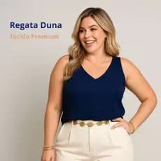 Blusa Regata Feminina Social Duna Crepe Premium Alça Larga Luxo Tendência da Moda P ao G3